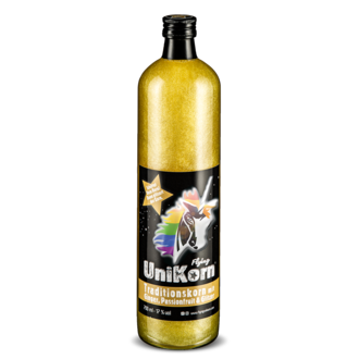 Flying UniKorn Glitzer-Fruchtlikör aus Korn - Pride Edition mit Rainbow-Etikett - Passionsfrucht + Ingwer